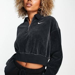 Nike Cropped Velour 1/4 Zip Sweater